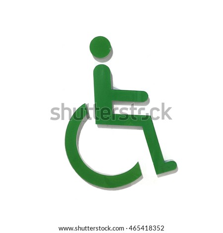 Sign of public toilets WC restroom for handicapped in green color