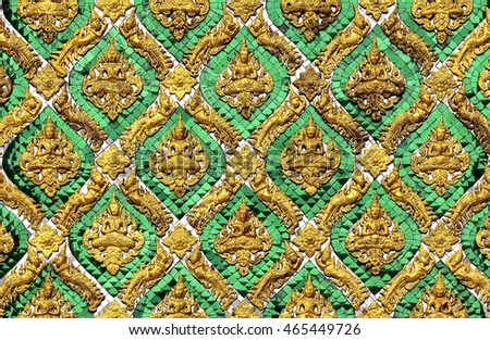 Pattern of traditional Thai art decoration on mirror tile