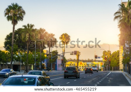 downtown Los Angeles in the sunset,Los angeles,California,usa.