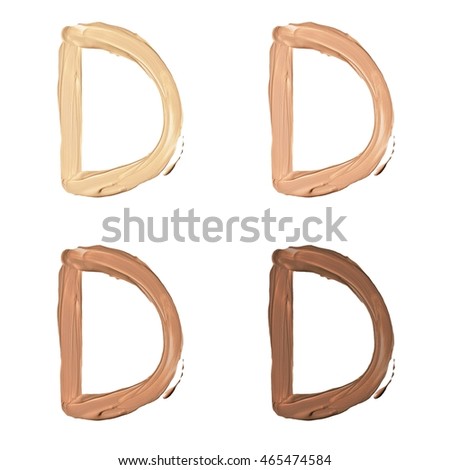 Beauty alphabet set - capital foundation letters isolated on white background. "D" letter.