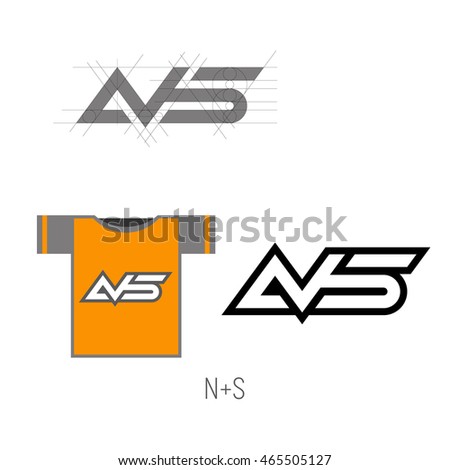 Sport logo concept, letter monogram. Template project. T-shirt variant. Vector illustration.