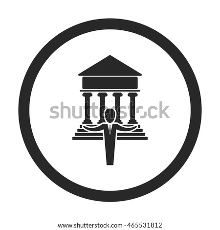 Architecture building with architect sign simple icon on background
