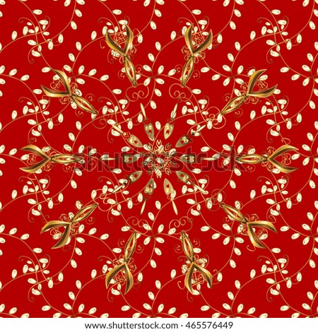 Golden leaf lace on red background. Vector illustartion.