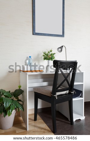 Small work space in a scandinavian style in the hotel