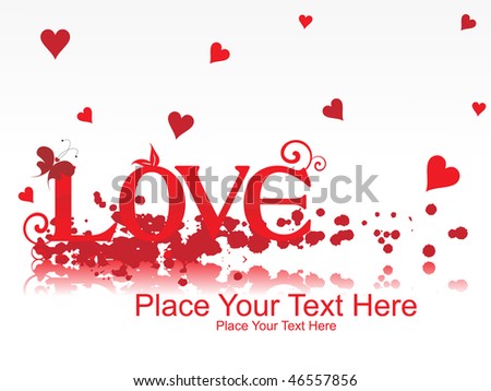 grungy background with romantic red love, illustration