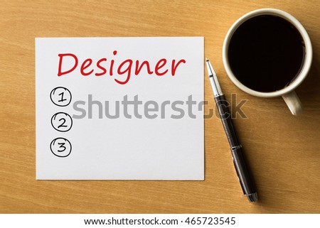 Designer blank list, business concept