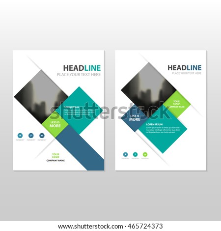 Blue green square Vector annual report Leaflet Brochure Flyer template design, book cover layout design, abstract business presentation template, a4 size design Royalty-Free Stock Photo #465724373