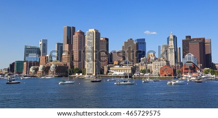 Boston skyline and harbor, USA