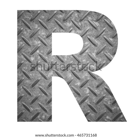 English alphabet letters with metal texture photo isolated on white background
