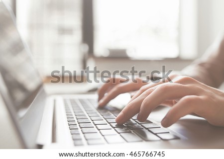 Applying for job on internet, work searching online. Remote working, underemployment, part-time , home employment concept Royalty-Free Stock Photo #465766745