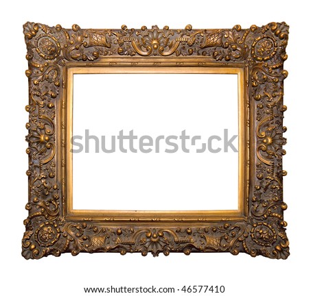 Ornamental vintage wooden frame isolated