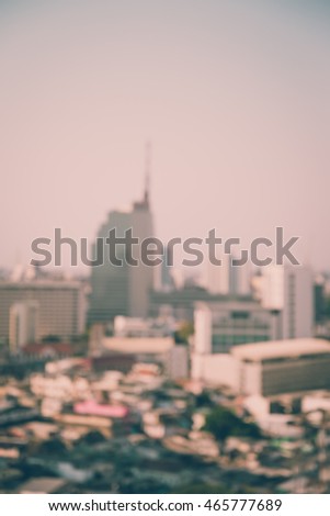 Abstract blur Bangkok cityscape background - Vintage filter effect
