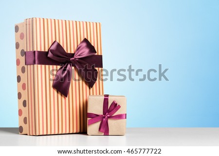 gift box on white table.