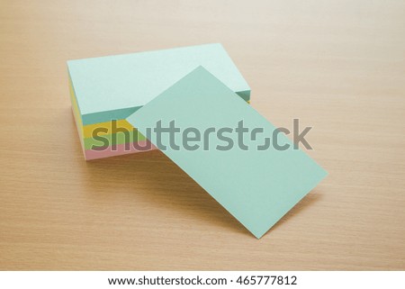 Blank color business cards on a desk