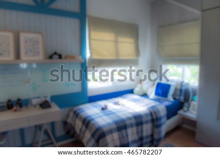 Blurred image of kid 's bedroom for background usage