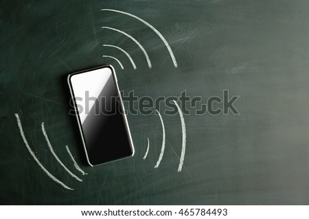 Vibrating phone. Drawn in chalk Royalty-Free Stock Photo #465784493