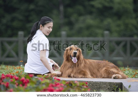 Lovely girl and her dog
