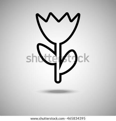 Flower sign icon. Flat style.Grey background. Vector illustration.