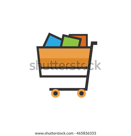 Cart, Basket of Goods Isolated on White Background,Trolley for Purchases 