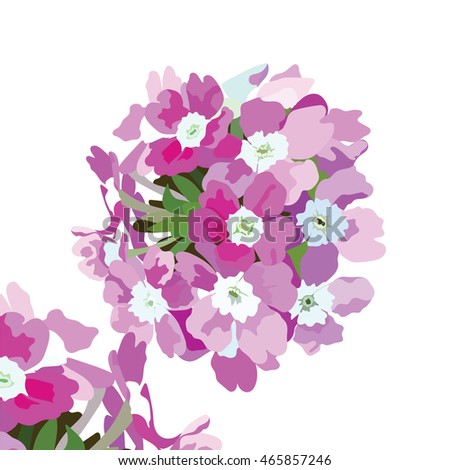 Watercolor Pink flowers bouquet isolated. Vector floral border for background greeting cards, invitations, weddings, birthday, Valentine's Day, Mother's Day