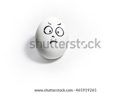 egg with emotion pop-eyed on white background