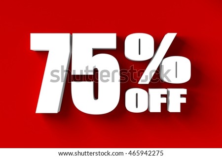 3d render of 75 percent off in red background