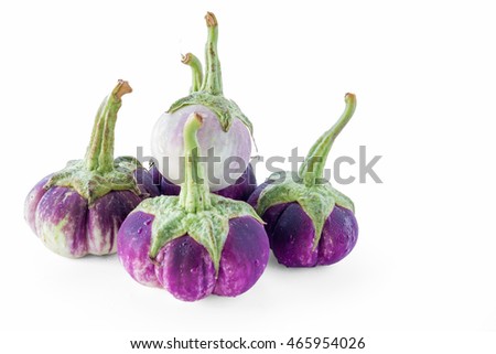 Eggplant. Thai purple eggplant or "violet prince" isolated on white background with Clipping path.
