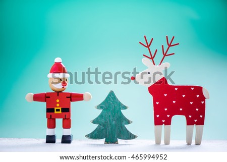 vintage wooden christmas toy on bright background
