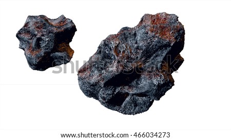 flying asteroid, meteorite. isolate. 3d rendering