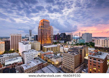 New Orleans, Louisiana, USA CBD skyline at night.