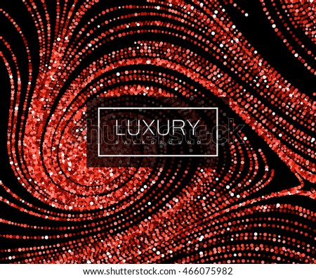 Luxury festive background with shiny red ruby glitters. Vector illustration of red glittering swirled stripes texture