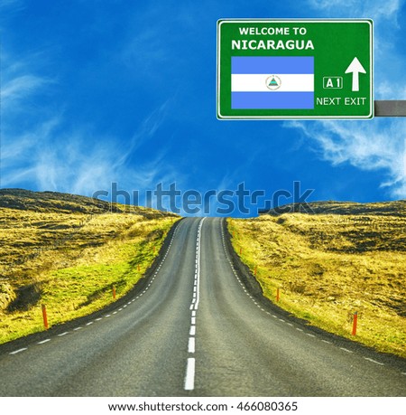 Nicaragua road sign against clear blue sky
