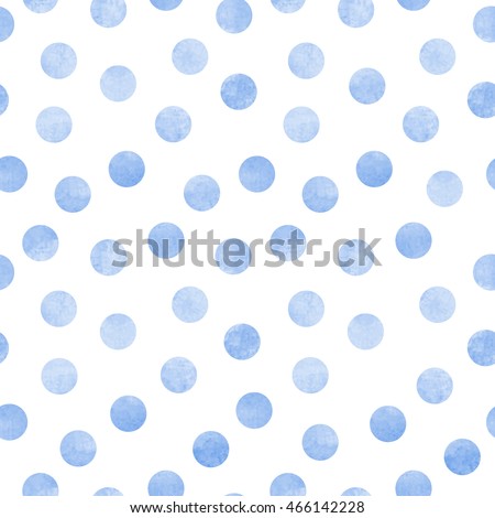 Vector seamless pattern of blue watercolor circles on a white background