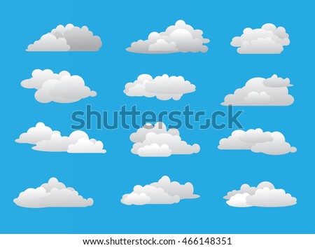 Set cloud combination simple style in blue sky. Vector illustration. Cloud icon.