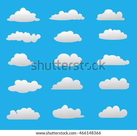Set cloud simple style in blue sky. Vector illustration. Cloud icon.