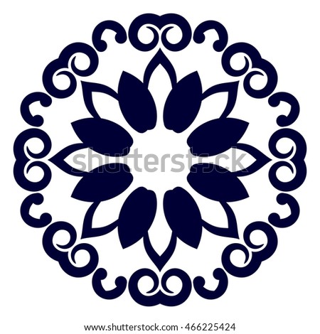 Abstract circular pattern or mandala in vector on isolated background. Graphic template for design, vintage decorative element in arabic, ottoman, indian style. 
