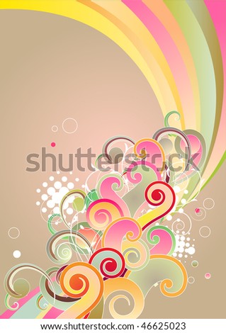 Modern vector background with abstract swirl ornament, rainbow and free space for your text