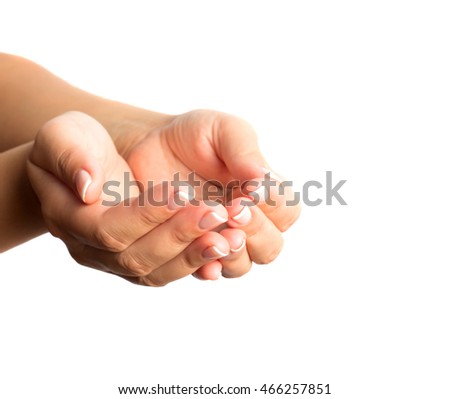 Empty palms up isolated on a white background