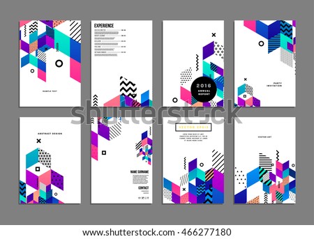 Business Abstract Template Background. Geometric Triangular or Polygonal Surface Structures. Brochure Layout for Annual Report or A4 Booklet. Vector Illustration. Royalty-Free Stock Photo #466277180