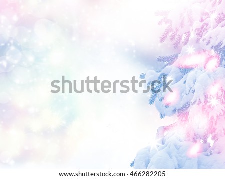  woods. Winter landscape. Snow covered trees. christmas background