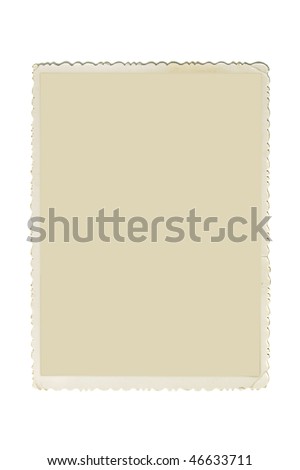 Retro photo frame with scalloped borders and copy space inside isolated on white background