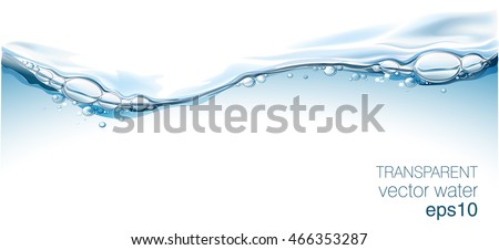 Water vector wave transparent surface with bubbles of air Royalty-Free Stock Photo #466353287