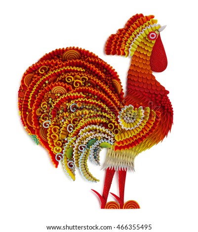 Rooster animals. Rooster color. New Year 2017 with chinese symbol of rooster / The Year of Rooster / Fiery  Rooster year Chinese zodiac symbol / alarm
Painted rooster isolated on a white background