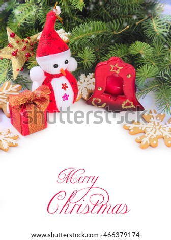 Christmas background with a snowman on a white background?