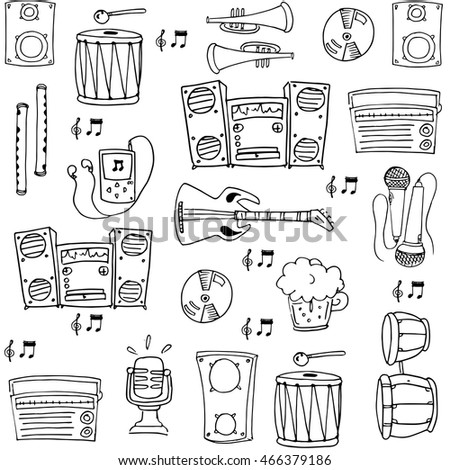 Doodle of music set hand draw stock collection