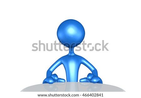 Character At Table 3D Illustration
