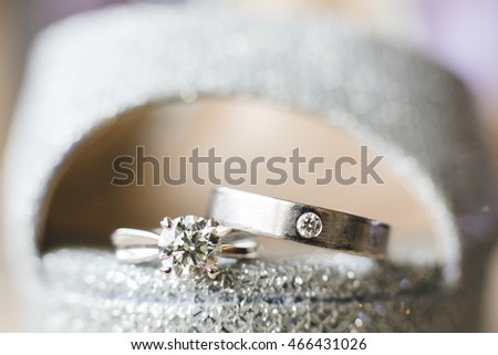 Wedding rings, reflection, Close-up of wedding rings, wedding religion