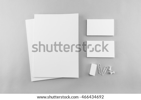 Collection of Blank catalog, magazine, book template and business card with soft shadows. Ready for your design.