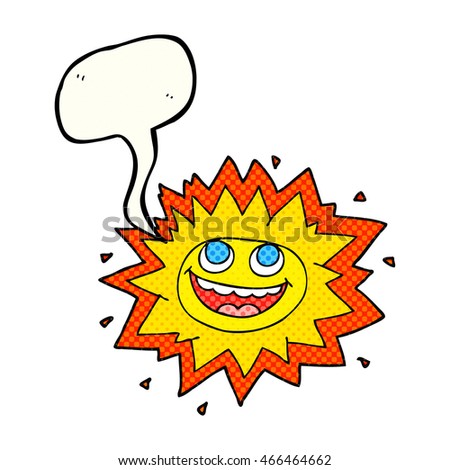 happy freehand drawn comic book speech bubble cartoon sun