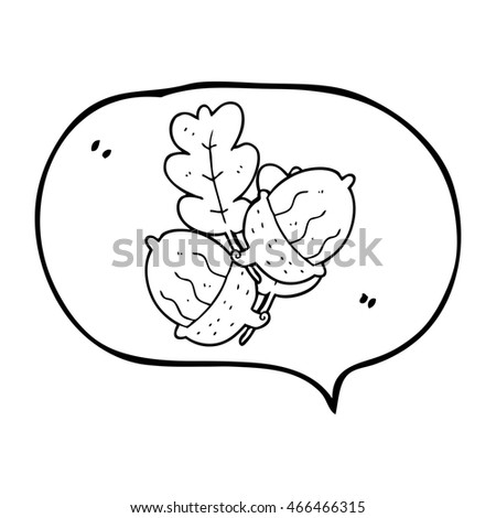freehand drawn speech bubble cartoon acorns